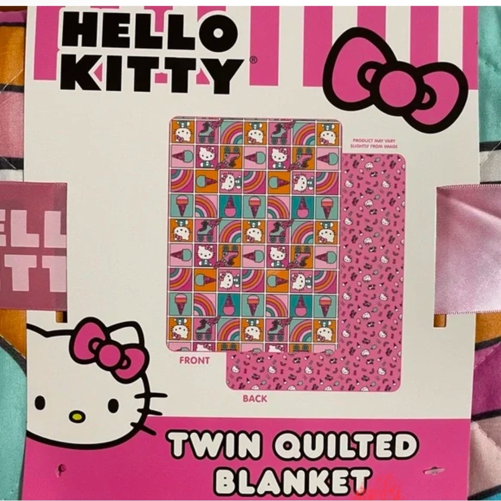 Hello Kitty Twin Quilted Blanket - Pink and Multicolor